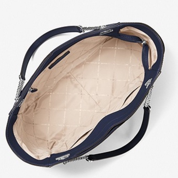 Michael Kors Jet Set Large Saffiano Leather Tote Bag Navy - Picture 2 of 3